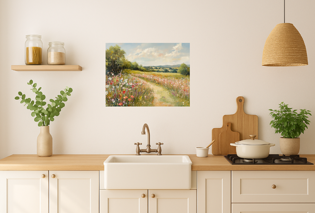 Wildflower Colorful Canvas Print | Sunny Flower Field - Peaceful Meadow Art for Nature Lovers Home Decor or Housewarming Gift