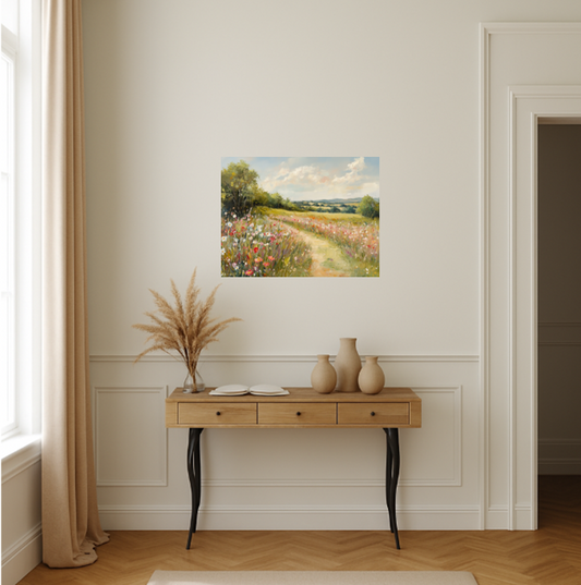 Wildflower Colorful Canvas Print | Sunny Flower Field - Peaceful Meadow Art for Nature Lovers Home Decor or Housewarming Gift