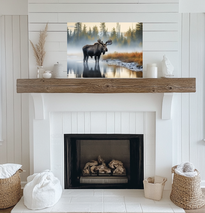 Moose in Misty Lake at Sunrise - Moose Wall Art, Wildlife Wall Art, Nature Wall Decor - Rustic Cabin Decor, Autumn Forest Print - Perfect for Nature Lovers