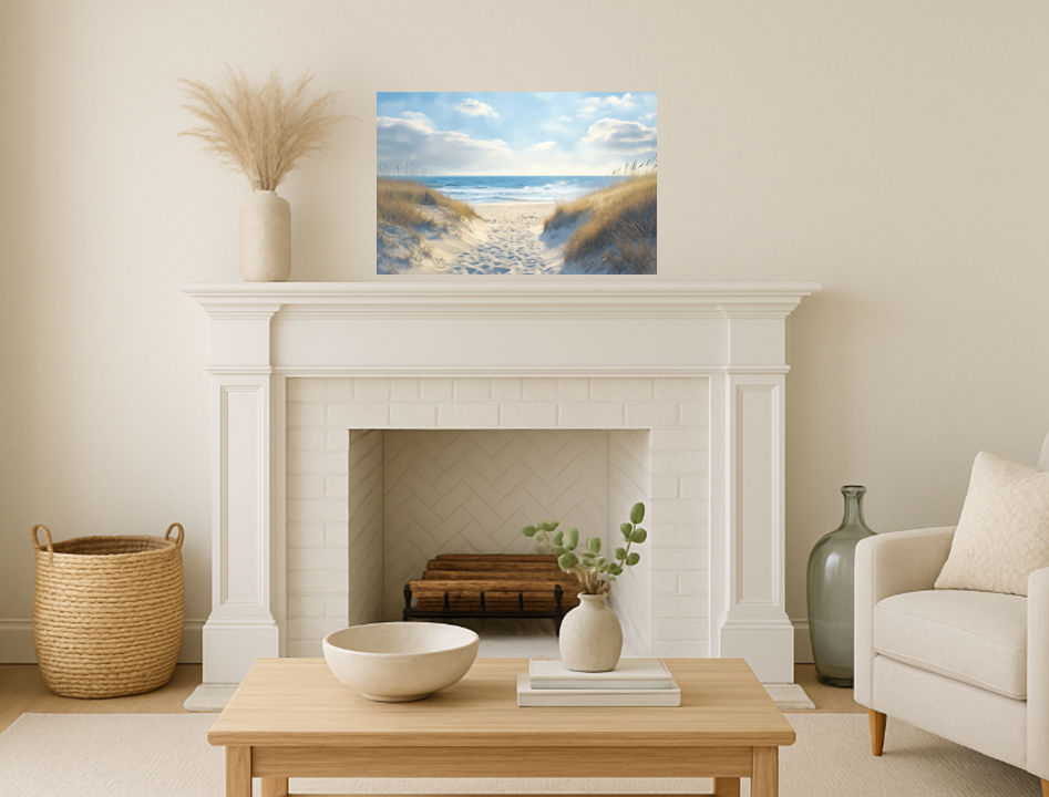 Beach Dunes Canvas Print | Beach Decor Wall Art | Coastal Landscape Photography - Sandy Shore Home Decor - Beach Lover Gift