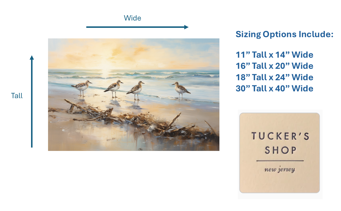 Driftwood Beach Scene with Sandpipers | Coastal Decor, Ocean Art Print, Seascape Painting for Beach Lovers