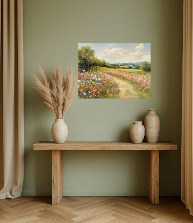 Wildflower Colorful Canvas Print | Sunny Flower Field - Peaceful Meadow Art for Nature Lovers Home Decor or Housewarming Gift