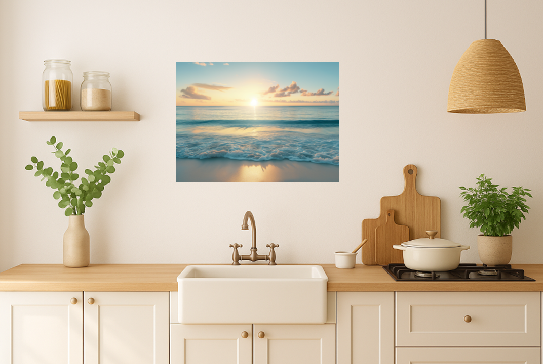Coastal Ocean Beach Hanging Canvas Print Peaceful Sunrise View Wall Art for Beach House or Nautical Decor or the Perfect Housewarming Gift