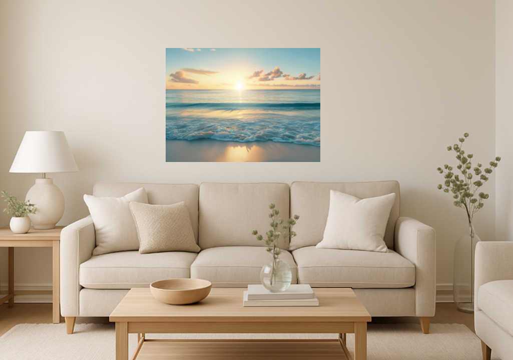 Coastal Ocean Beach Hanging Canvas Print Peaceful Sunrise View Wall Art for Beach House or Nautical Decor or the Perfect Housewarming Gift