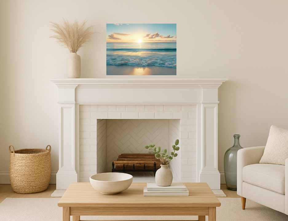 Coastal Ocean Beach Hanging Canvas Print Peaceful Sunrise View Wall Art for Beach House or Nautical Decor or the Perfect Housewarming Gift